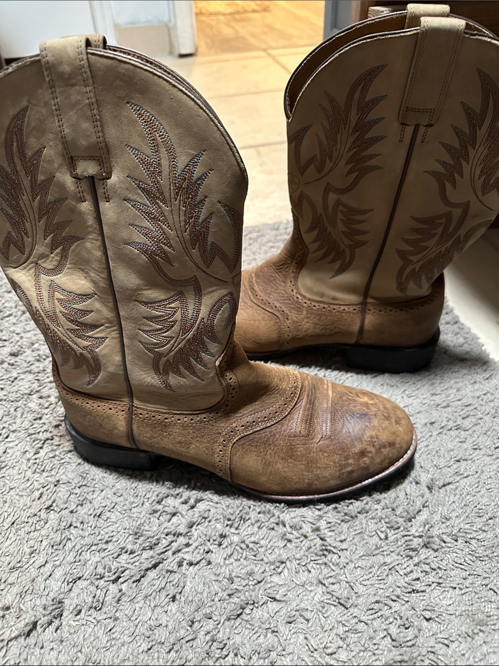 Men's Brown Leather Western Ranch Boots